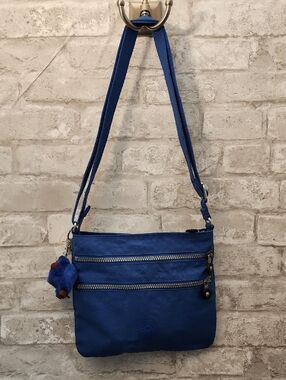Kipling Blue Crossbody Shoulder Bag with Gorilla Charm